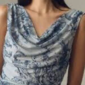 Anthropologie Blue and White Draped Dress